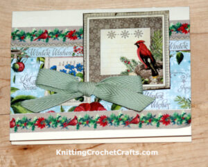 Winter Wishes Christmas Card With Cardinal Bird Design and Graphic 45 Patterned Papers From the Time to Flourish Collection