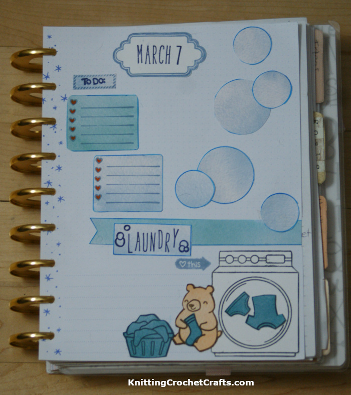 March 7 Planner Layout With Lawn Fawn Stamps and Papers