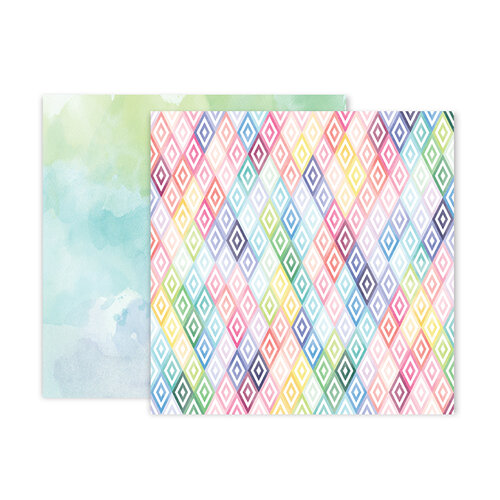Paige Evans Bloom Street Paper 10: 12"x12" Geometric and Watercolor Washes Scrapbooking Paper in Pastel Colors and Bright Colors