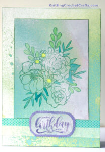 Birthday Card With Floral Bouquet, Glittery Washi Tape and Ink Blending. The Forest Glades ink color is one of several ink colors I used to create this card design.