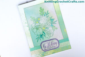 Turquoise, Aqua, Yellow and Green Colored Birthday Card Featuring a Floral Bouquet Stamped Image by Hero arts.