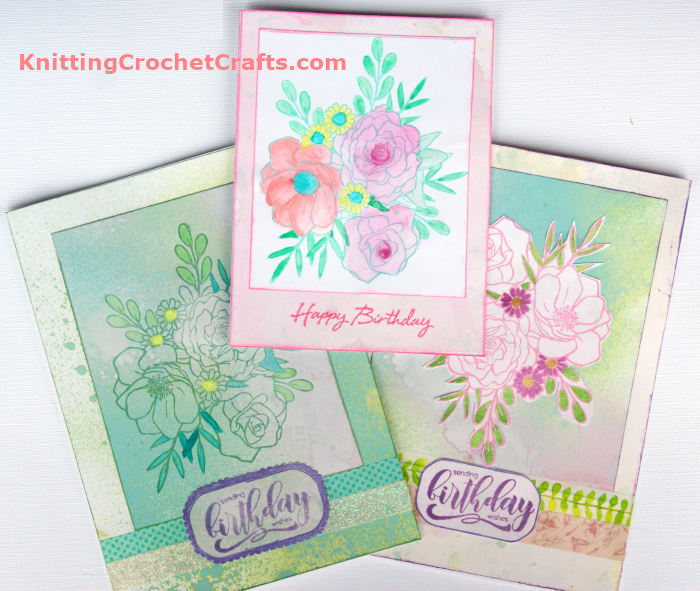 Floral Birthday Cards Featuring Ink Blending and Bouquet Stamps by Hero Arts