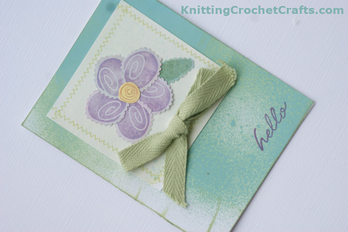 Hello Greeting Card Featuring Simple Flower Motif and Ink Blending