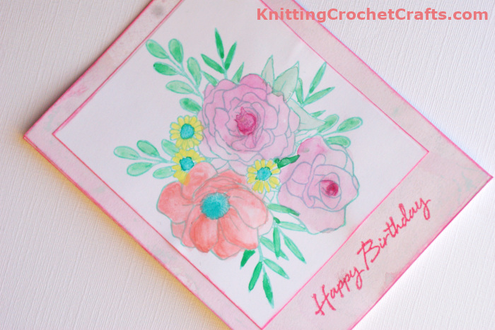 Happy Birthday Card Featuring Watercolor Floral Images and an Ink Blended Background. Stamps are by Hero Arts. Card Design Is by Amy Solovay.