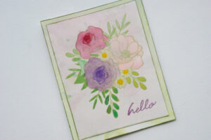 DIY Floral Watercolor Greeting Card Featuring Ink Blending and Hand Stamped Images by Hero Arts. The Forest Glades ink color is one of several ink colors I used to create this card design.