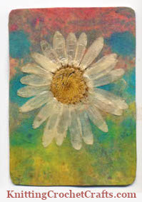 Dried Flower Decoupage Art Featuring Dried Daisy Flower
