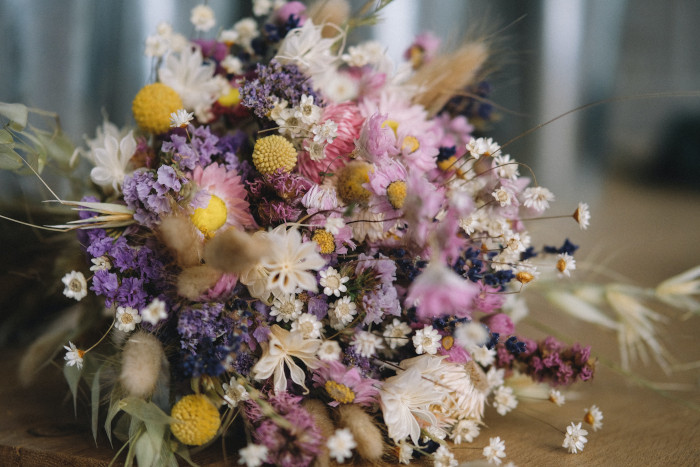 Dried Flowers Crafts: Wedding Bouquet Made From Dried Flowers. Photo Courtesy of Peter Bucks at Unsplash.