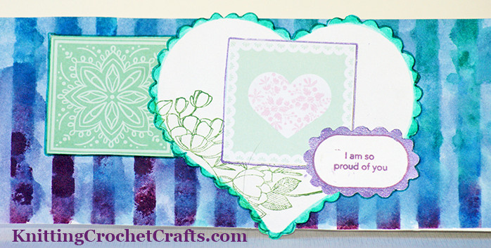Slimline Card With Scalloped Heart Motif and Ink Blended Vertical Stripes
