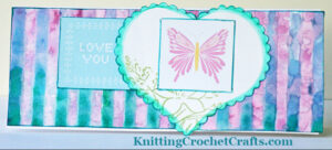 Love You Slimline Card With Butterfly, Heart and Ink Blended Stripes
