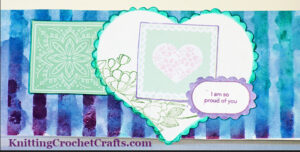DIY Slimline Card With Scalloped Heart Motif and Ink Blended Stripes
