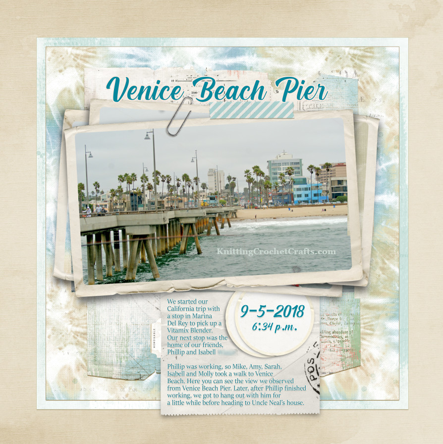 Venice Beach Pier, a Digital Scrapbooking Layout.Photos and Scrapbooking Layout by Amy Solovay. Digital Scrapbooking Supplies by Katie Pertiet Designs.