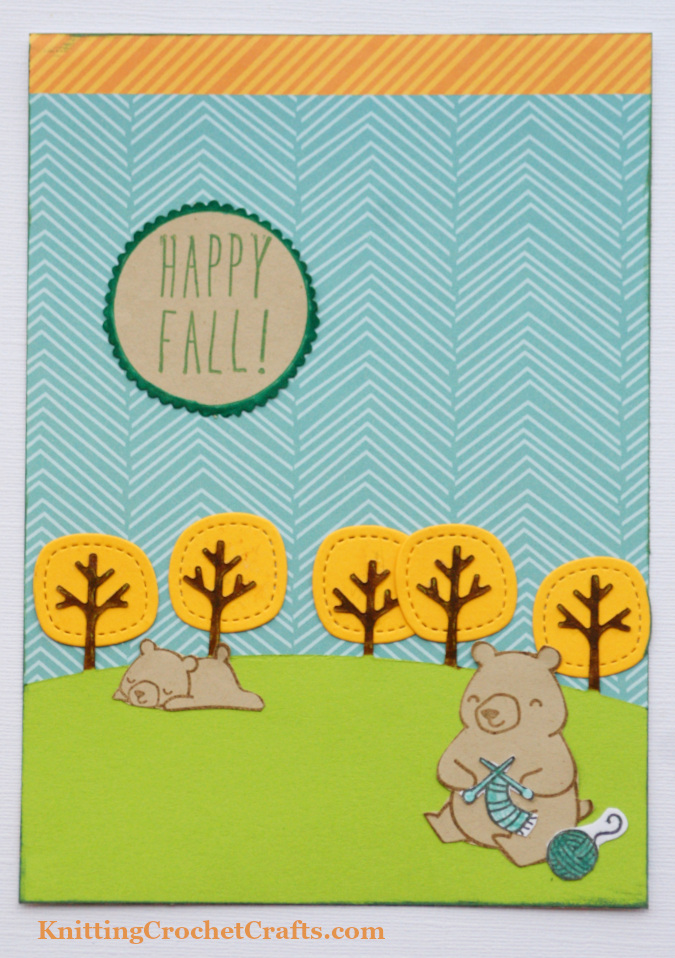 Happy Fall Card With Cute Bears -- Craft Supplies by Lawn Fawn