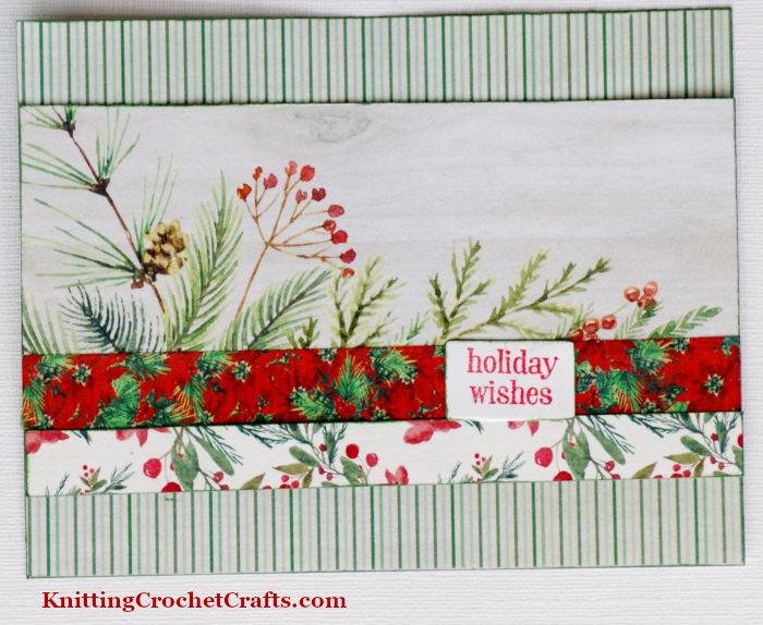 Red and Green Striped Holiday Wishes Christmas Card With Washi Tape