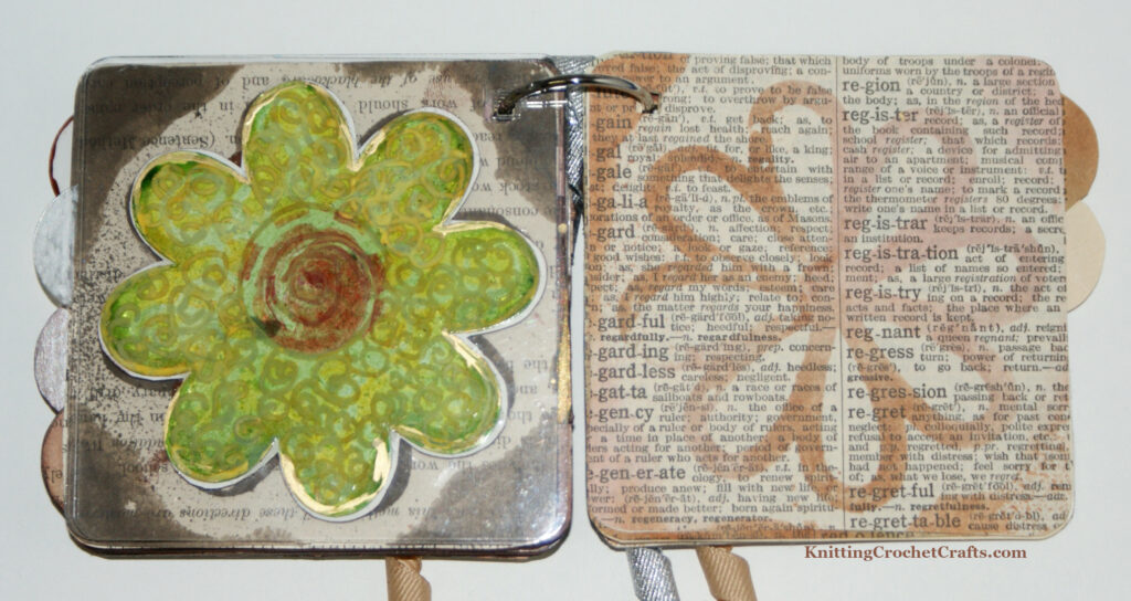 Bits & Pieces Mixed Media Art and Scrapbooking Album Featuring Upcycled / Recycled Dictionary Pages and acrylic Embellishments