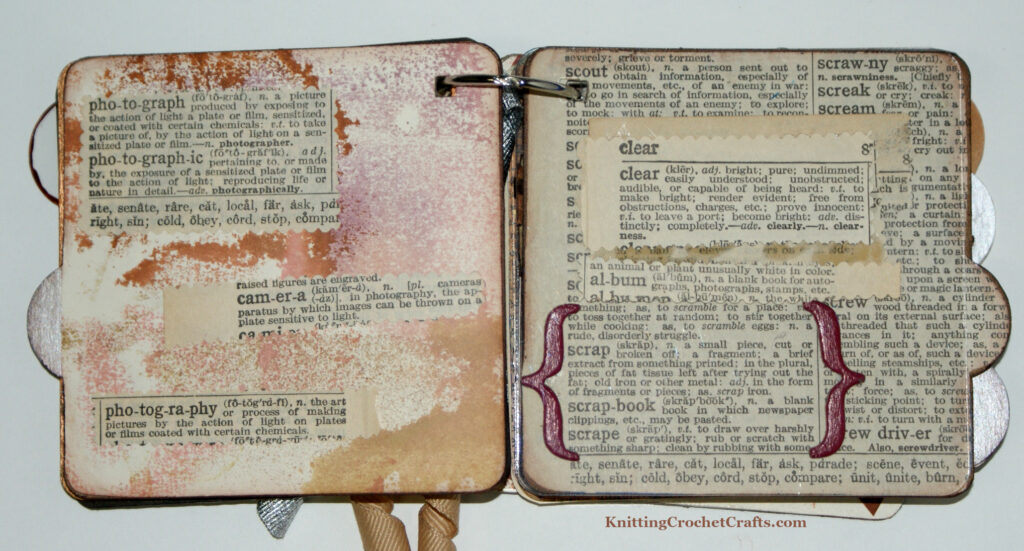 Bits & Pieces Mixed Media Art and Scrapbooking Album Featuring Upcycled / Recycled Dictionary Pages