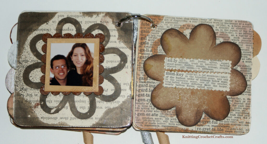 Bits & Pieces Mixed Media Art and Scrapbooking Album Featuring Upcycled / Recycled Dictionary Pages, Chipboard Embellishments and Original Photographs