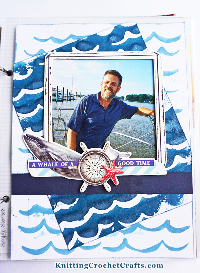 Whale of a Good Time, a Nautical-Themed 6x8 Scrapbooking Layout Featuring Scrapbooking Supplies from the Simple Vintage Seas Collection by Simple Stories