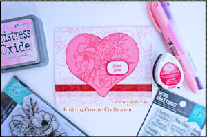 Love You Valentine Card With Hearts and Flowers Featuring Stamps by Hero Arts