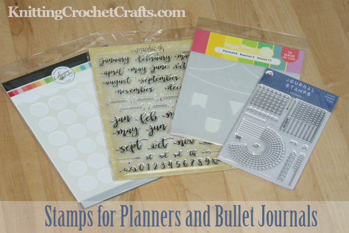 Assorted bullet journal stencils, planner stamps, habit tracker stamps, calendar stamps