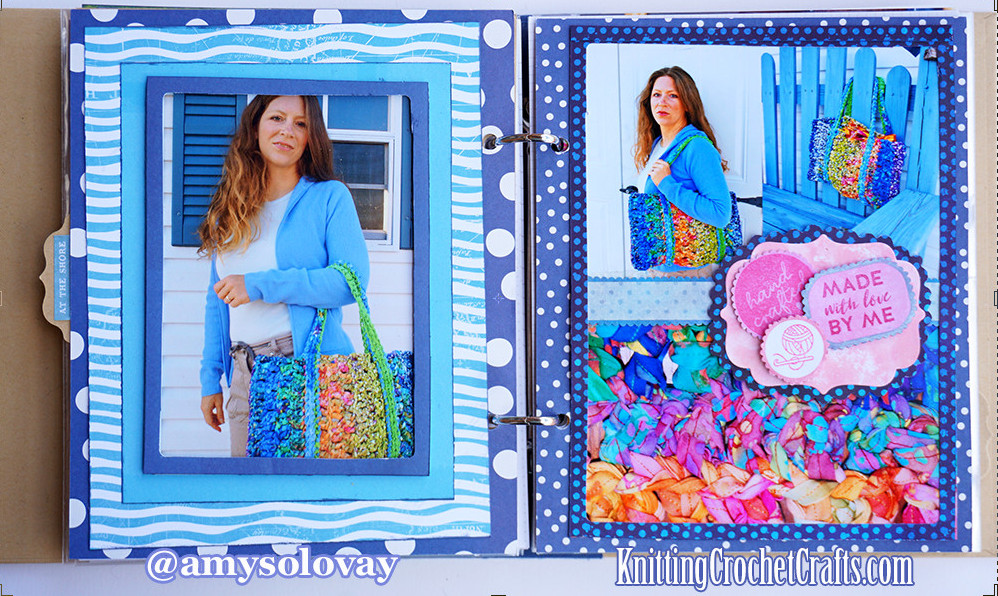 Made With Love by Me Scrapbooking Layout Featuring Crocheted Tote Bag Project