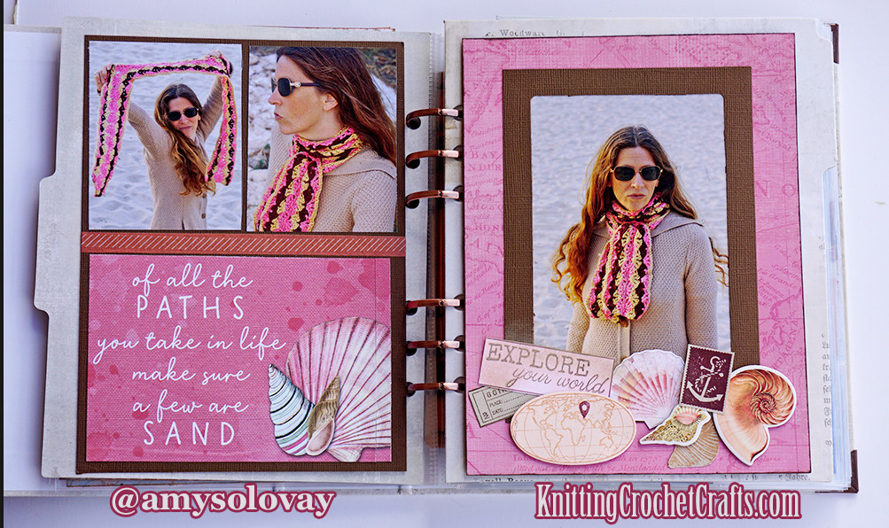 Beach Themed Scrapbooking Layout With Crocheted Scarf