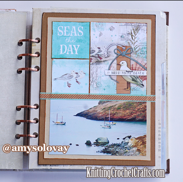 Seas the Day 6x8 Pocket Page Scrapbooking Layout Featuring Beach, Sailboats, and Seagulls
