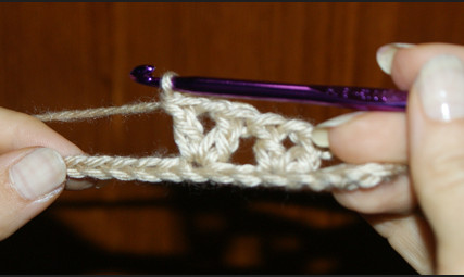 ...and another double crochet stitch in the same place, completing the v stitch.