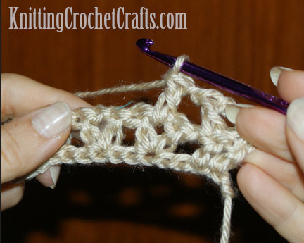 Here's how it looks once the first double crochet has been completed.
