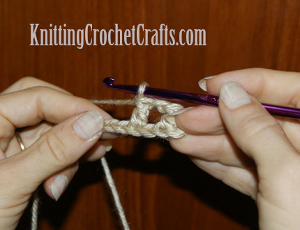 Skip the next chain, and then work a double crochet stitch into the next chain stitch.
