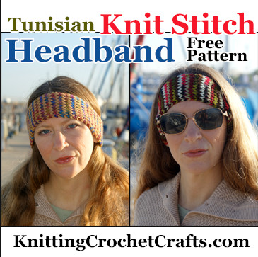 Headband Crocheted in the Tunisian Knit Stitch. Get the Free Crochet Headband Pattern Here on Our Website.