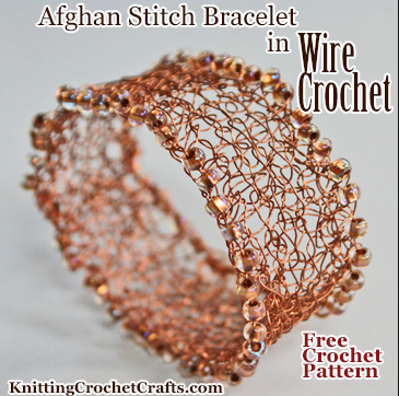 Afghan Stitch Bracelet in Wire Crochet