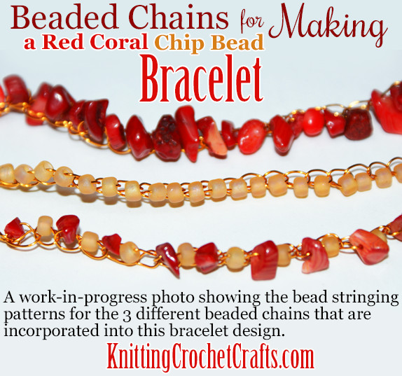 Several Different Bead Stringing Patterns in Wire Crochet: Just Bead Chips; Just Seed Beads; and Alternating Bead Chips and Seed Beads