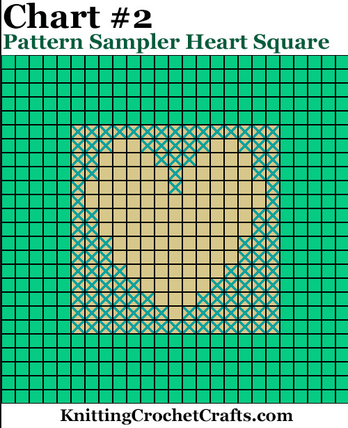 Chart #2: Pattern Sampler Crochet Heart Square