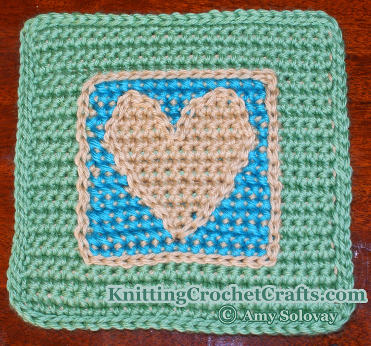 Heart Square: Free Crochet and Cross Stitch Pattern