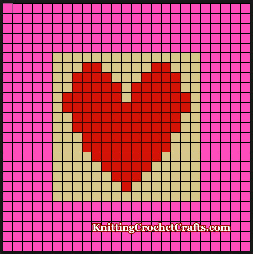 Tapestry Crochet Heart Chart for Crocheting Heart Afghan Square -- Free Crochet Pattern. This chart is copyright Amy Solovay. All rights reserved. Do not post on other blogs, forums, websites or social media networks. Do not pin on pinterest or similar photo sharing websites.