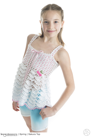 Girls' Crochet Lace Top Pattern, Published in the Book Imagical Seasons Volume 1: Spring. Photo courtesy of Alla Koval
