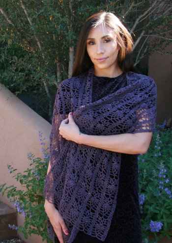 The Pineapple Express Shawl / Wrap by Karen Whooley, from the Book Pineapple Passion. Photographed by Anne Podlesak.