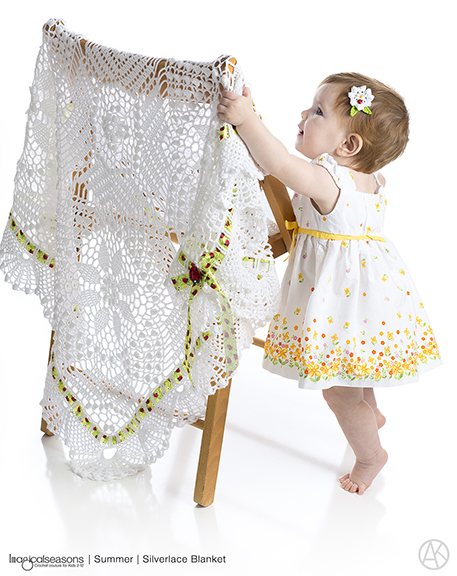 The Silverlace Blanket, a Summer Crochet Baby Blanket Pattern. Photo courtesy of Alla Koval.