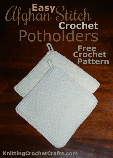 Easy Crochet Potholders in  Afghan Stitch: Free Crochet Pattern