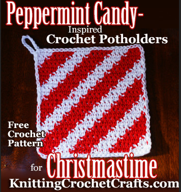 Crochet Potholder With Candy  Cane Stripes: Free Crochet Pattern