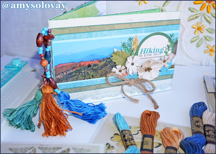 Hiking the Alpine Trail Mini Scrapbooking Album With Beaded Tassel Charms