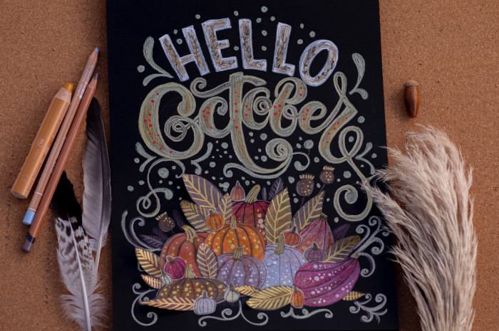 Hello October! Autumn-Themed Pumpkin Illustration for Canadian Thanksgiving -- Photo courtesy of Elena Mozhvilo at Unsplash
