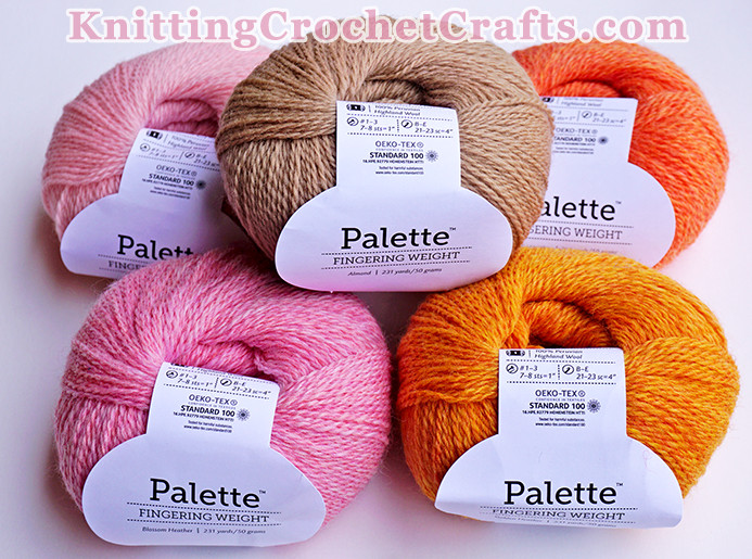 Warm Colors of Palette Yarn by Knit Picks: dusty pinks, vibrant oranges and tan yarns