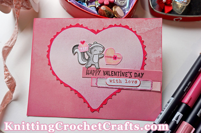 Happy Valentine's Day With Love -- DIY Greeting Card Featuring Cute Skunk Motif From Lawn Fawn's Scent With Love Add-On Stamp Set