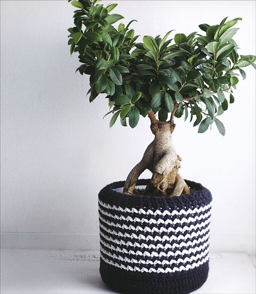 DIY Flower Pot Crochet Pattern From the Book Crochet in Black and White, Published by Trafalgar Square Books