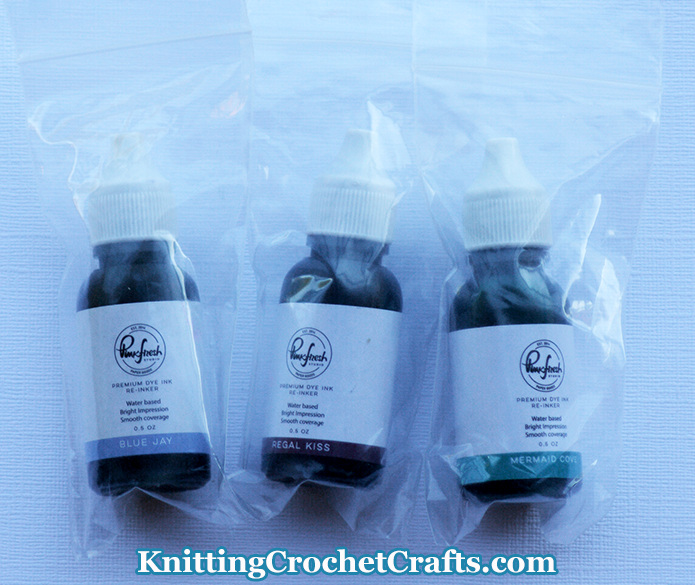 Pinkfresh Studio Reinkers / Ink Refill Bottles: Blue Jay, Regal Kiss, and Mermaid Cove Colors (Blue, Deep Purple, and Teal Green-Blue)