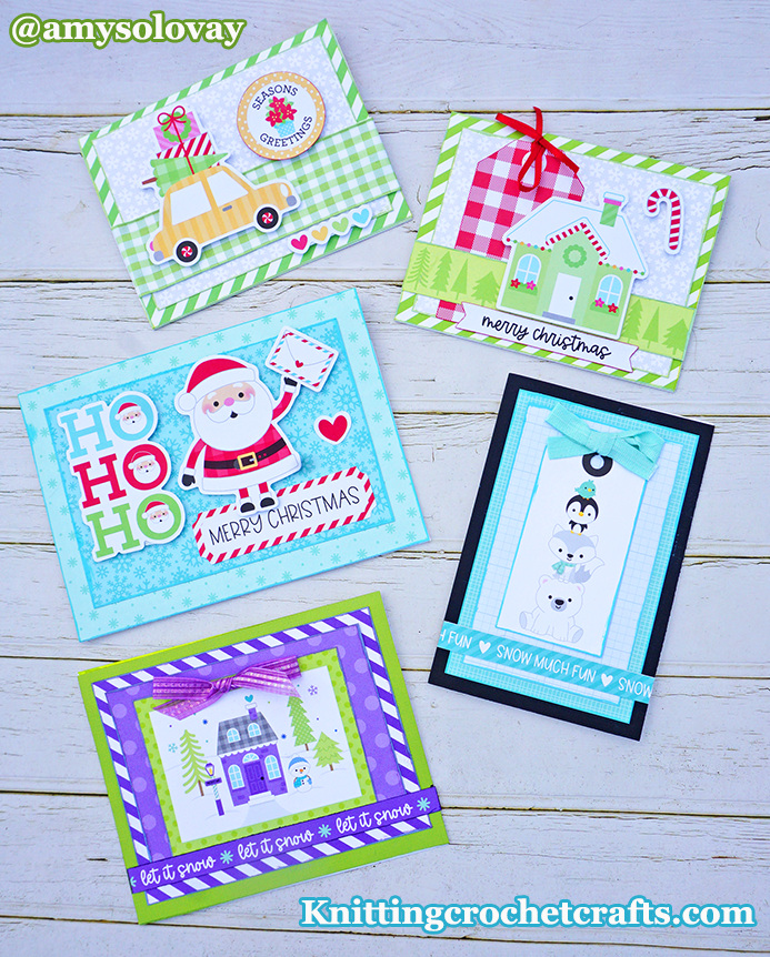 Winter Card Making Ideas: These cards feature a variety of fun winter characters and themes including polar bears, penguins and Santa Claus.