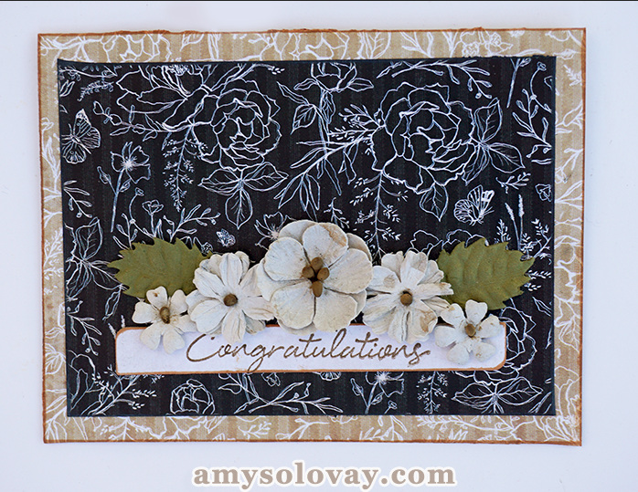 A2-Sized Wedding Card Featuring Card Sentiment Dies by Emily Moore Designs, Stamp by Hero Arts and Patterned Paper by Graphic 45