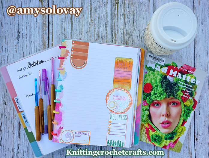 The Mad Hatter Crochet Book + October Planner Layouts + Coffee Cup Cozy + Susan Bates Silvalume Crochet Hooks