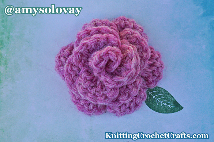 Small Rose Crochet Flower Pattern From Mad Hatter by Aynsley Grealis; Amy Solovay crocheted and photographed this example of the small rose design.